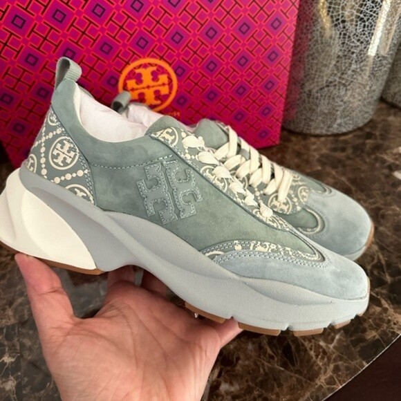 New Tory Burch T MONOGRAM GOOD LUCK TRAINER shoes - Picture 6 of 12